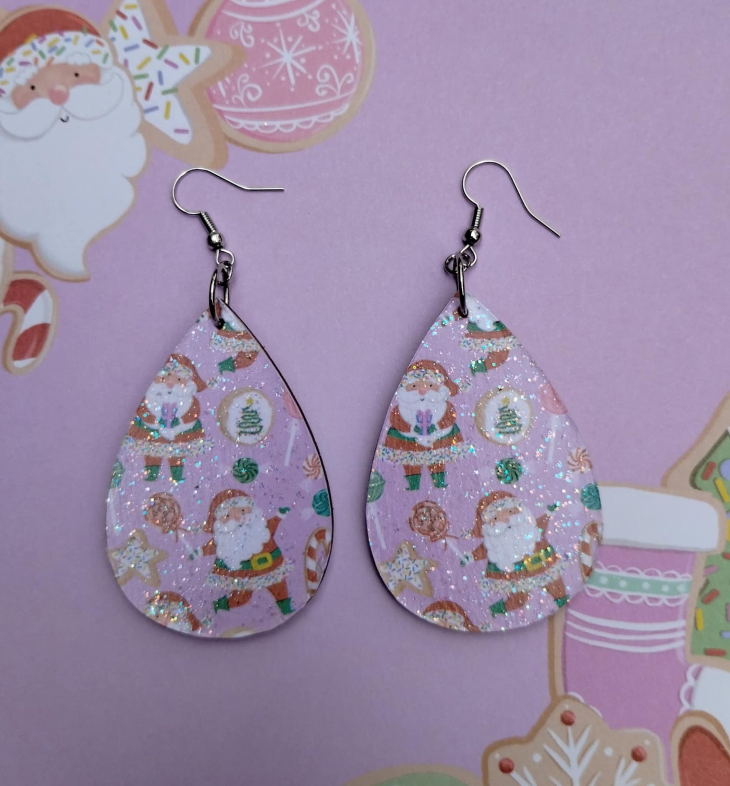 Pink Santa Sparkle Earrings