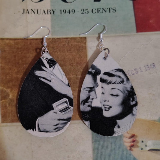 Vintage 1940s Magazine Ad Engagement Earrings – Romantic, Timeless, One-of-a-Kind