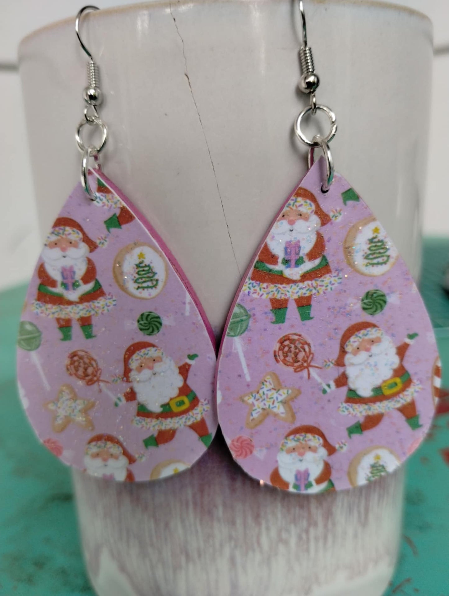 Pink Santa Sparkle Earrings