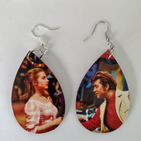 Carousel Broadway Earrings - Handmade from recycled cd cover