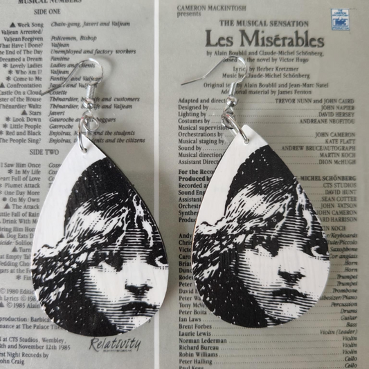 Les Misérables Earrings - Handcrafted from Recycled Broadway CD Art