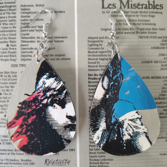 Les Misérables Earrings - Handcrafted from Recycled Broadway CD Art